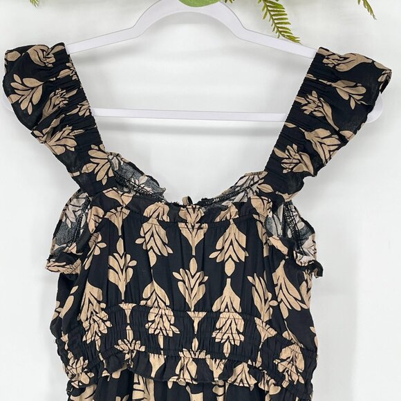 Blu Pepper Boho Floral Tiered Ruffle Strap Dress Size Small Smocked Waist Size - Picture 4 of 10